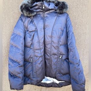 Calvin Klein Women’s Hooded Puffer Jacket Silver Gray Sz XL